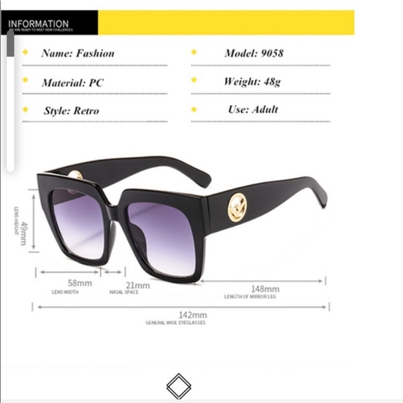 COPY - OVERSIZED WOMEN’S LUXURY SQUARE UV400 SUNG… - Picture 4 of 4